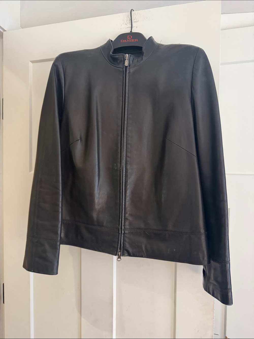 Danier Black Smooth Leather Zip Jacket